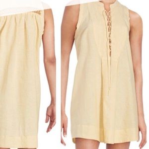 Free people lace up yellow stripe minidress